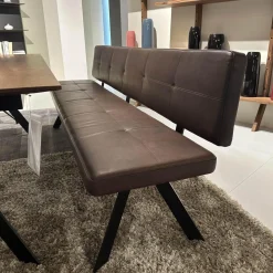Sitzgruppe Stuhl Marel Und Bank Carim Leder Vitoria Ebony 2122 Dunkelbraun Braun Gestell Aluminium Schwarz