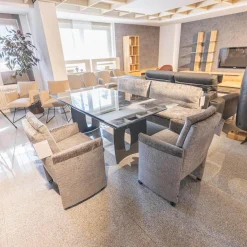 Sitzgruppe WK 790 Bezug Stoff B3094 Basalt Grau Gestell Metall Schwarz