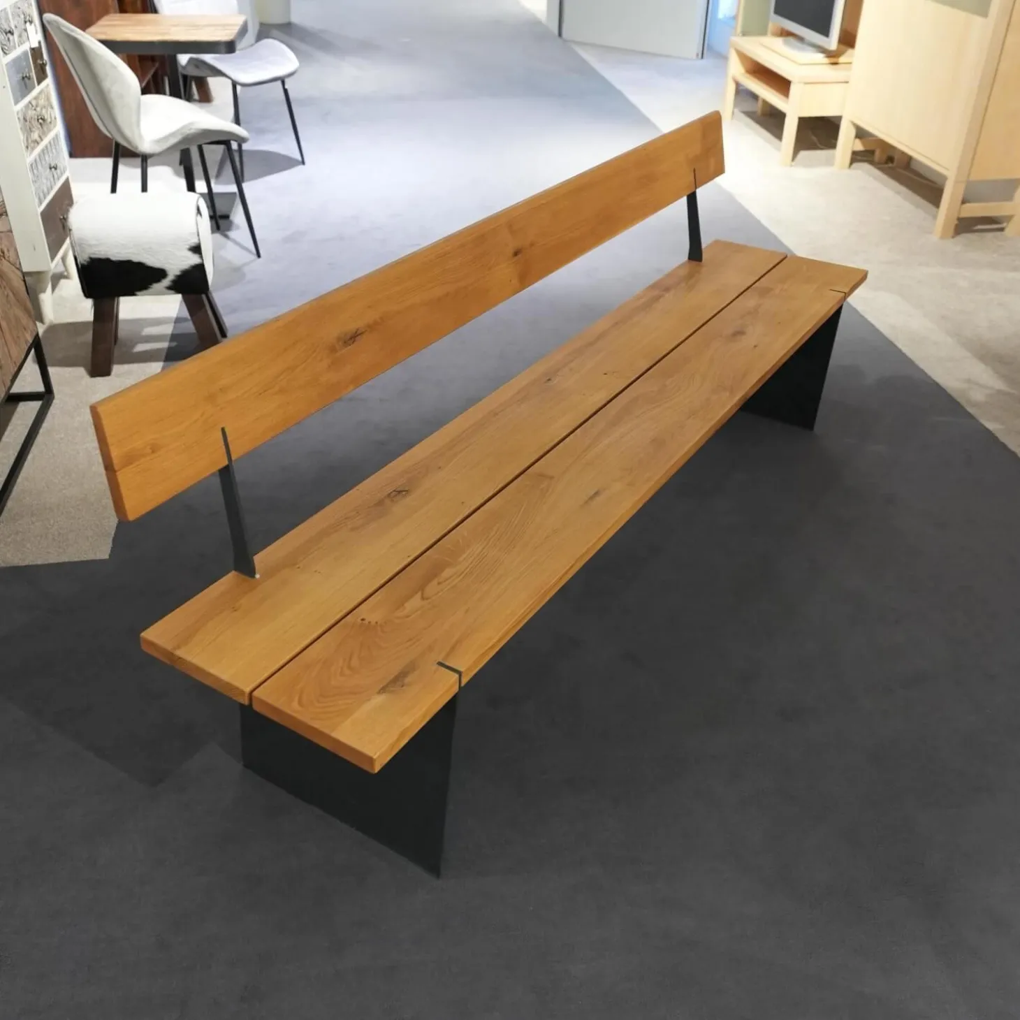 Sitzgruppe Zweigl Kunstleder Sixty Mocca Schwarz Anthrazit Rustikale Asteiche Versiegelt Und Gestell Stahl Nickelfarbig Gebürstet