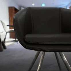 Sitzgruppe Zweigl Kunstleder Sixty Mocca Schwarz Anthrazit Rustikale Asteiche Versiegelt Und Gestell Stahl Nickelfarbig Gebürstet