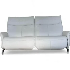 Sofa 4061 Cumuly Comfort Leder 33 Longlife Soft Eis Weiß Füße Metall Mit Elektrischer Verstellung