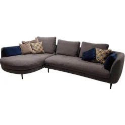Sofa 555 Kumo Stoff 17.704 Farbe Graublau Füße Metall Aluminium Glatt Schwarz