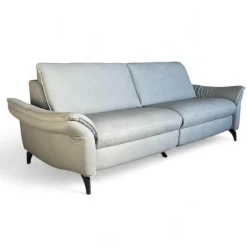 Sofa 1178 Spektra Echtleder Leonessa Azur Blau Grau Füße Metall Anthrazit Mit Elektrischer Wallfree Funktion