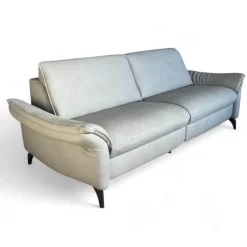 Sofa 1178 Spektra Echtleder Leonessa Azur Blau Grau Füße Metall Anthrazit Mit Elektrischer Wallfree Funktion