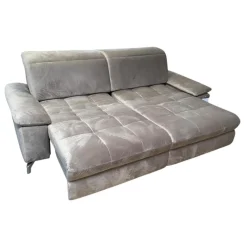 Sofa Abano Stoff Riviera Sand Beige Eckfüße Metall Nickel Satiniert Mit Elektrischer Day Bed Funktion