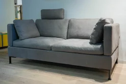 Sofa Alba Leder Taron 20 Grau Braun Gestell Schwarz Pulverbeschichtet Inklusive Kissen
