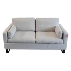 Sofa Alba M Stoff 4430 Beige Grau Fuß Schwarz Mit Integrierten Kopfstützen