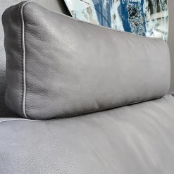 Sofa Alba System M Leder 5707 Pearl 0095 Grau Winkelfuß Verchromt Mit Kopfstütze