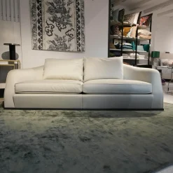 Sofa Alfred Bezug Stoff Empoli N. 930 Extra Grau Gestell Massivholz Füße Metall Brüniert Schwarz