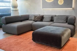Sofa All Together Stoff 4448-99 Grau Meliert Inklusive Hocker Stoff 4473-98 Dunkelgrau