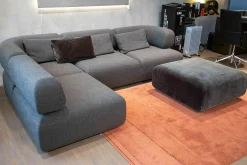 Sofa All Together Stoff 4448-99 Grau Meliert Inklusive Hocker Stoff 4473-98 Dunkelgrau