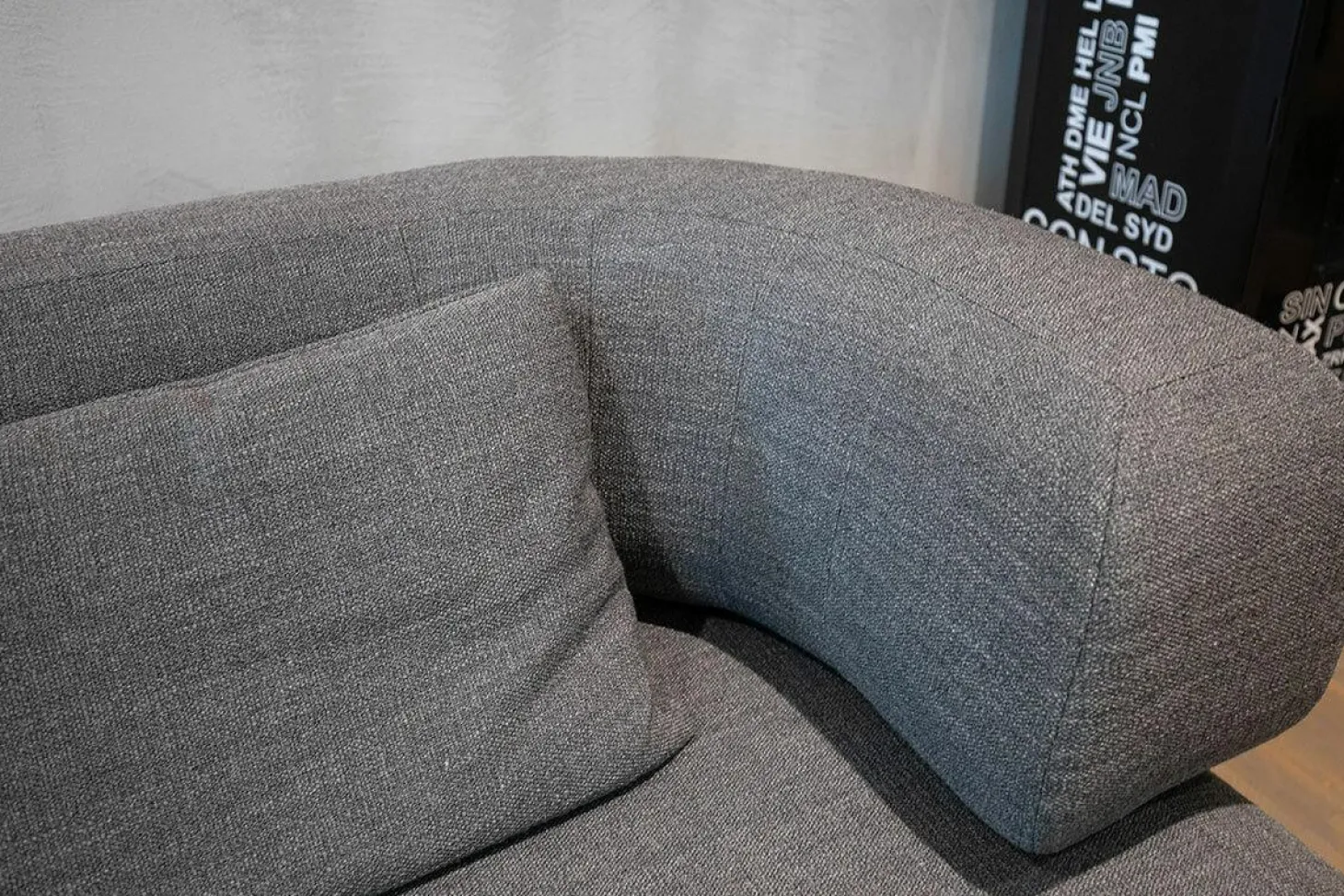 Sofa All Together Stoff 4448-99 Grau Meliert Inklusive Hocker Stoff 4473-98 Dunkelgrau