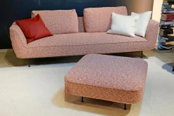 Sofa Andes Stoff Ravenna Fire Rosa Metallfüße Schwarz Grau Pulverbeschichtet Inklusive Hocker Und Kissen