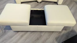 Sofa Arion Leder Paloma Light Grey Grau Stahlfuß 001 Edelstahl Poliert Holzteile Wenge Kopfstütze Höhenverstellbar Inklusive Hocker Mit Tischablage
