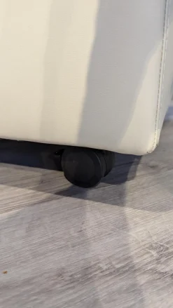 Sofa Arion Leder Paloma Light Grey Grau Stahlfuß 001 Edelstahl Poliert Holzteile Wenge Kopfstütze Höhenverstellbar Inklusive Hocker Mit Tischablage