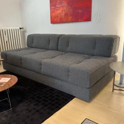 Sofa Atrium Stoff Spellbound Silver Mist 093 Grau Füße Schwarz Mit Schlaffunktion