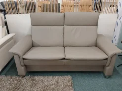 Sofa Aurora Hoch Leder Paloma Mushroom Grau Braun Creme Fuß Stahlbein Rund 8 Chrom
