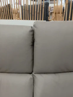 Sofa Aurora Hoch Leder Paloma Mushroom Grau Braun Creme Fuß Stahlbein Rund 8 Chrom