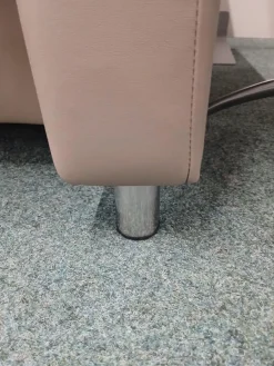 Sofa Aurora Hoch Leder Paloma Mushroom Grau Braun Creme Fuß Stahlbein Rund 8 Chrom