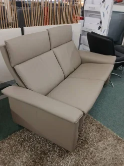 Sofa Aurora Hoch Leder Paloma Mushroom Grau Braun Creme Fuß Stahlbein Rund 8 Chrom