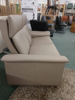 Sofa Aurora Hoch Leder Paloma Mushroom Grau Braun Creme Fuß Stahlbein Rund 8 Chrom