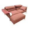 Sofa Avalanche Stoff 9202 Dunkelrot Rot Ablage Und Gestell Lack RAL 3009 Oxidrot Rot Mit Hocker