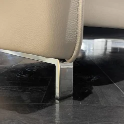 Sofa Avantgarde 965 Bezug Leder 43 210 Pearl Beige Kufe Hochglanz Verchromt