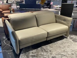 Sofa Avantgarde 965 Leder 43 210 Pearl Beige Grau Kufe Verchromt Mit Funktionen