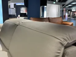 Sofa Avantgarde 965 Leder 43 210 Pearl Beige Grau Kufe Verchromt Mit Funktionen
