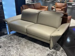 Sofa Avantgarde 965 Leder 43 210 Pearl Beige Grau Kufe Verchromt Mit Funktionen