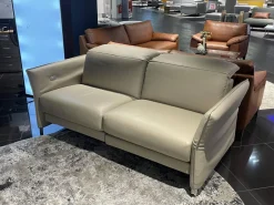 Sofa Avantgarde 965 Leder 43 210 Pearl Beige Grau Kufe Verchromt Mit Funktionen