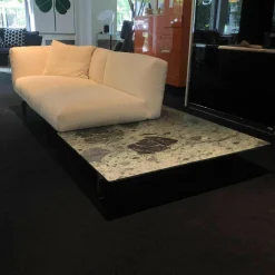 Sofa Avio Stoff Capraia 01CP Weiß mit Marmortisch