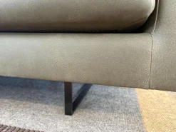 Sofa Axel Leder Novara Turtle Grün Grau Füße Stahl Lackiert Schwarz Inklusive Hocker Ohne Decke