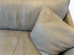 Sofa Axel Leder Novara Turtle Grün Grau Füße Stahl Lackiert Schwarz Inklusive Hocker Ohne Decke