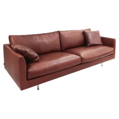 Sofa Axel 3.5-Sitzer Bezug Leder Rancho Sienna L50 Kufengestell Edelstahl