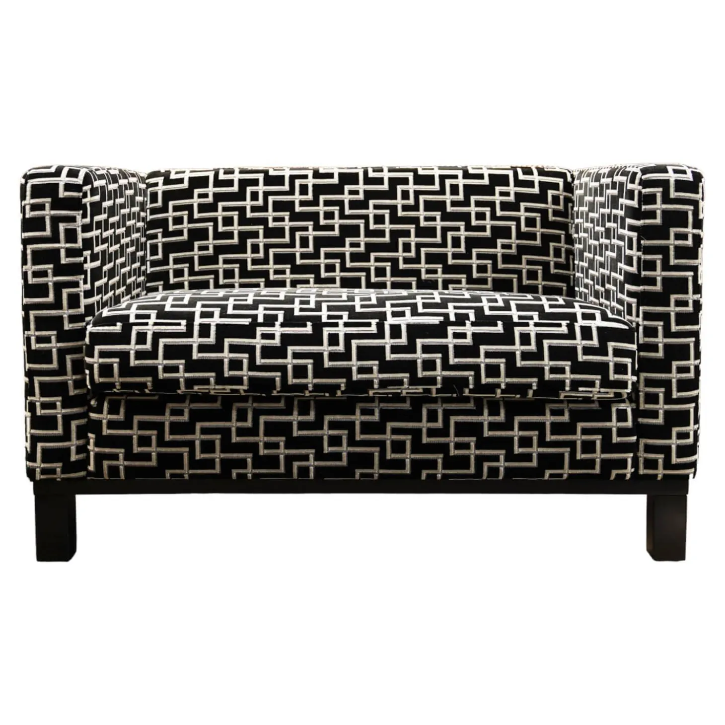 Sofa Bella Bezug Stoff 83567 Eileen Schwarz/Grau Rahmen Und Füße Massivholz Schwarz Gebeizt