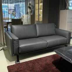 Sofa Bellice 679 B20 Vollnarbenleder Raffino 109 Shark Schwarz Grau Gestell Epoxy Granite Matt