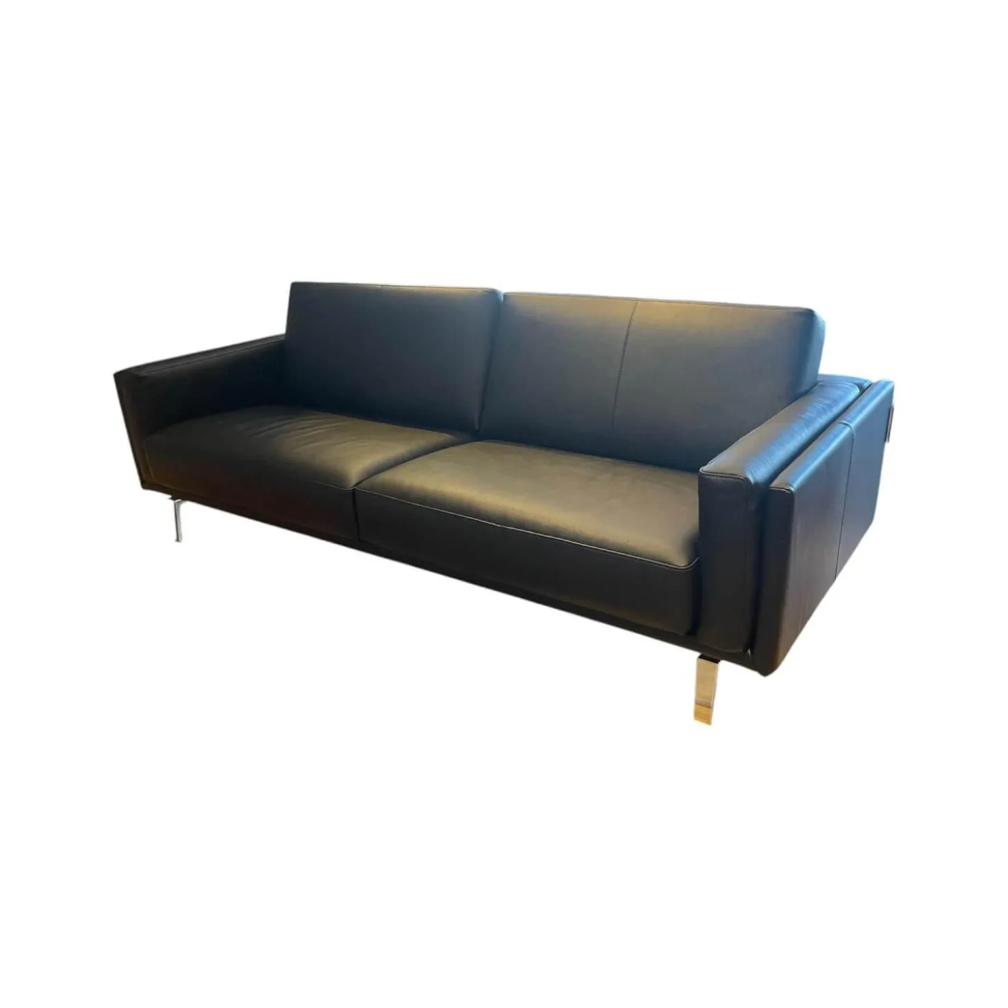 Sofa Bellice 679 Leder Senso Schwarz Füße Sobrio Aluminium