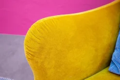 Sofa Bongo Bay Lounge Stoff 4473 0075 Currygelb mit 2 Kissen Hellblau