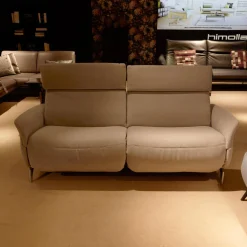 Sofa Boston 4171 Stoff Novano Cloud Grau Metallfüße Edelstahloptik Kopfteil Höhenverstellbar Mit Lendenkissen