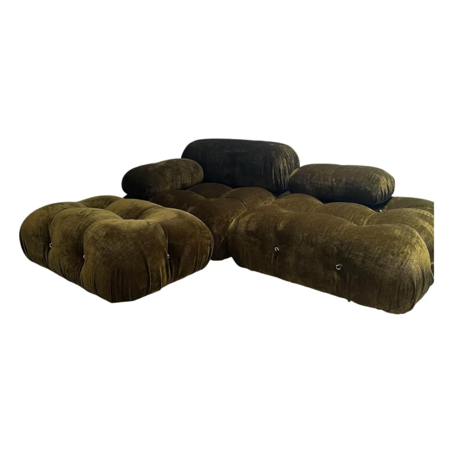 Sofa Camaleonda Stoff 400 Enia Olivgrün Extra Grün Füße Buchenholz Natur Inklusive Hocker