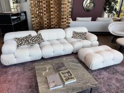 Sofa Camaleonda Stoff Enia Elfenbeinweiß mit Hocker