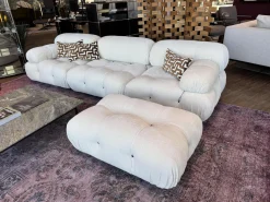 Sofa Camaleonda Stoff Enia Elfenbeinweiß mit Hocker