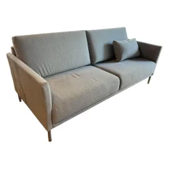 Sofa Cara Bezug Stoff 14.113 Silbergrau Fuß Metallrundrohr Mattchrom Mit Filzgleitern