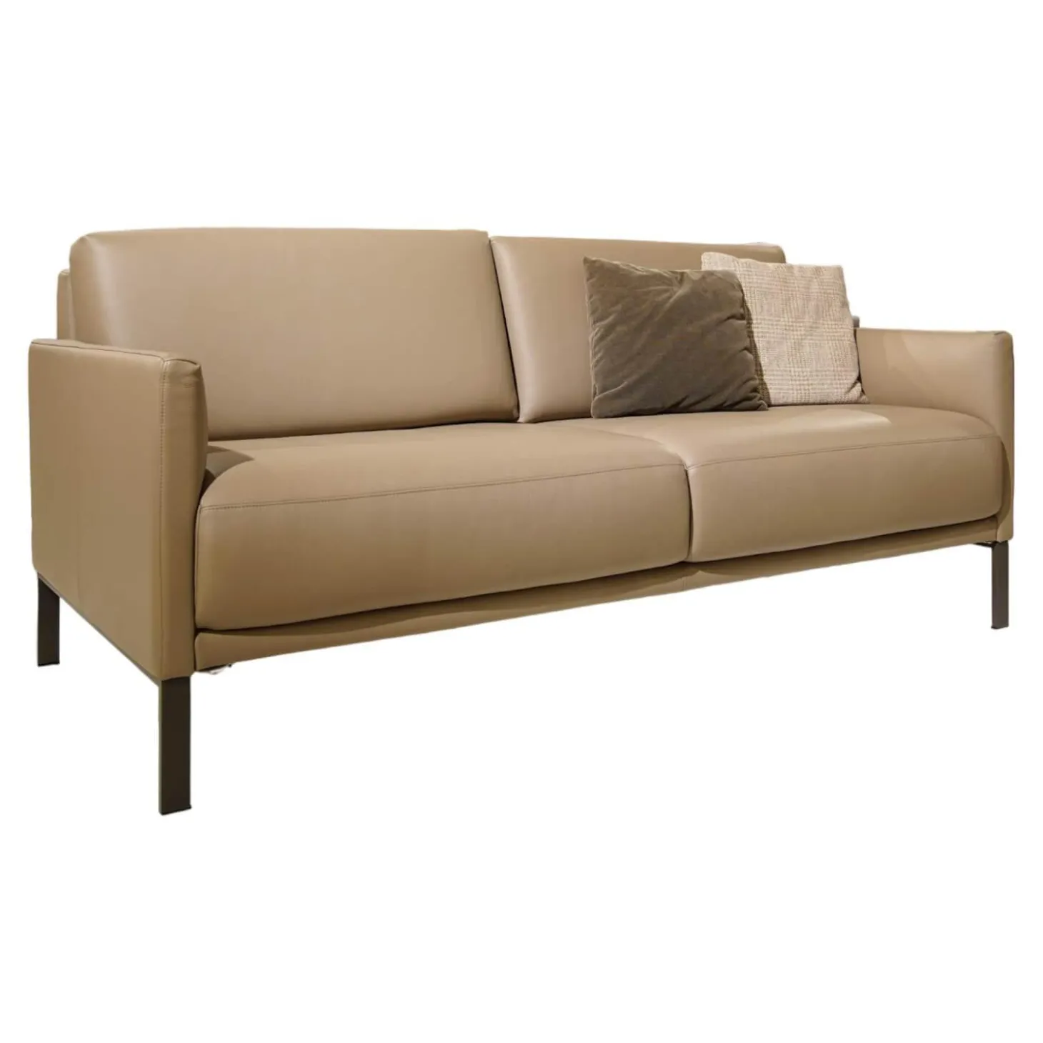 Sofa Cara H-SOB SB168 Bezug Leder 38.102 Beigegrau Inklusive 2 Kissen