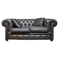 Sofa Chester Leder Pelle SC 80 Nero Schwarz