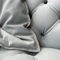 Sofa Chester Moon Leder A Kashmir Ciment Grau Füße Buche Gefärbt Wenge Inklusive Kissen Slim