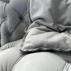 Sofa Chester Moon Leder A Kashmir Ciment Grau Füße Buche Gefärbt Wenge Inklusive Kissen Slim