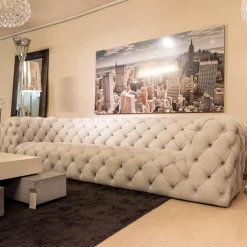 Sofa Chester Moon Leder Kashmir Nuage Grau