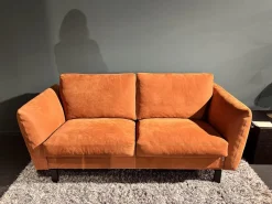 Sofa Classic 970 Leder Velvet 516 Orange Braun Kufe 2 Buche 136 Schwarz Gebeizt